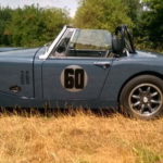 5.5x14" Minilite Alloys Anthracite with Hilite rim edge on Austin Healey Frog-Eye Sprite