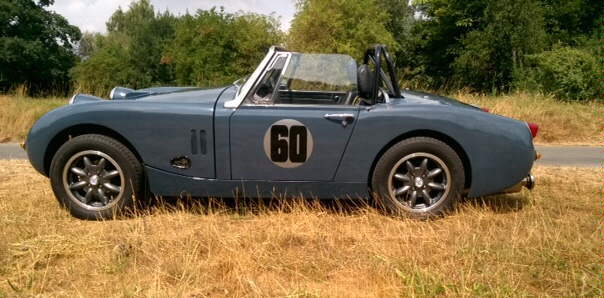 5.5x14" Minilite Alloys Anthracite with Hilite rim edge on Austin Healey Frog-Eye Sprite